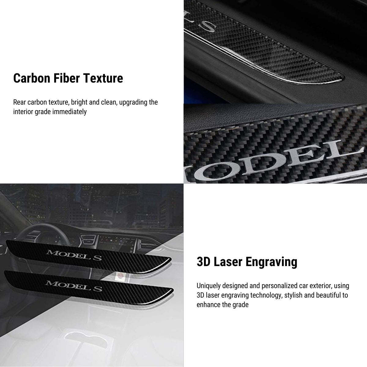 Carbon Fiber Textured Front Door Sill Protector for Tesla Model S 2016-2018 - Tesery Official Store