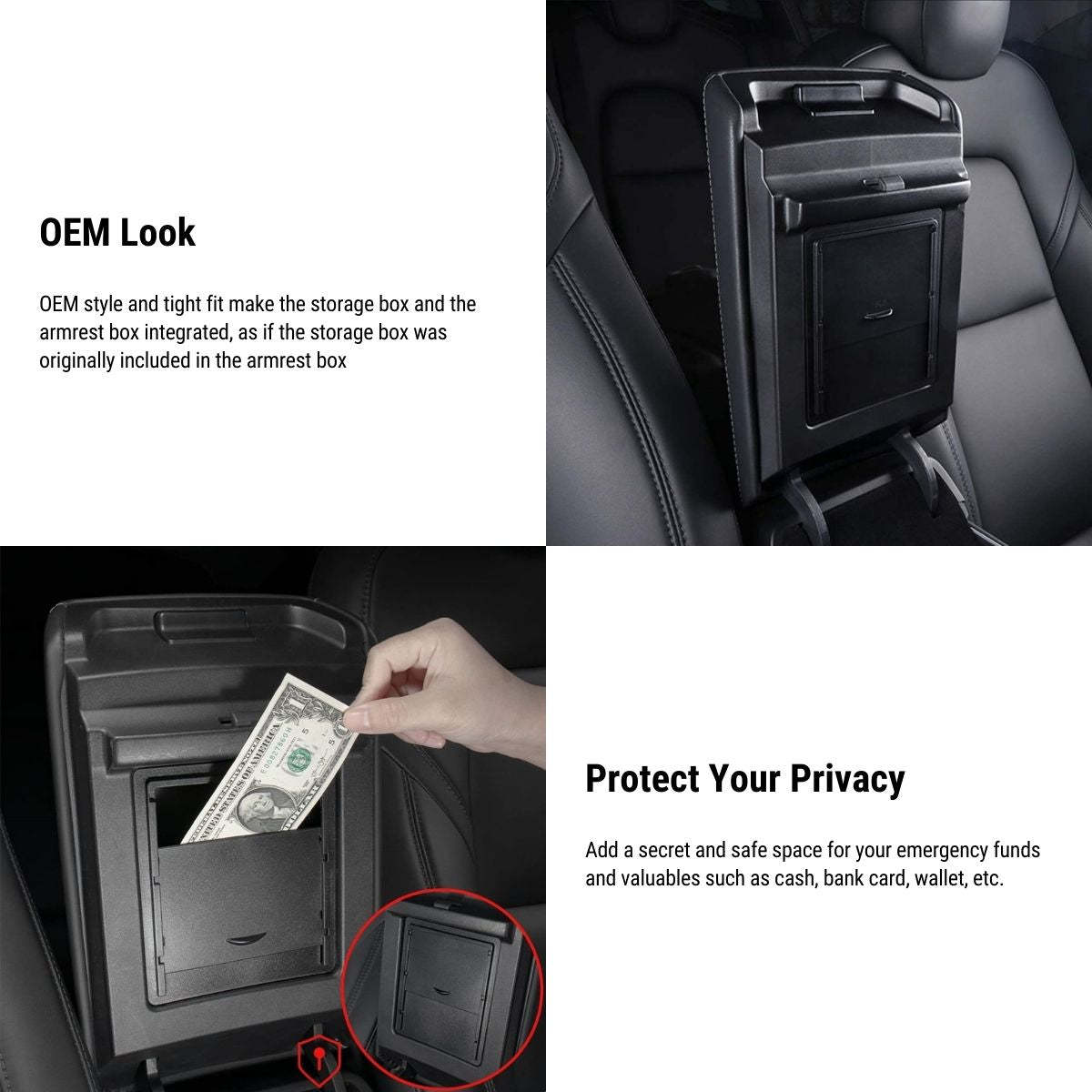 Center Console Organizer Armrest Hidden Storage Box for Tesla Model 3 / Y 2017-2024 - Tesery Official Store