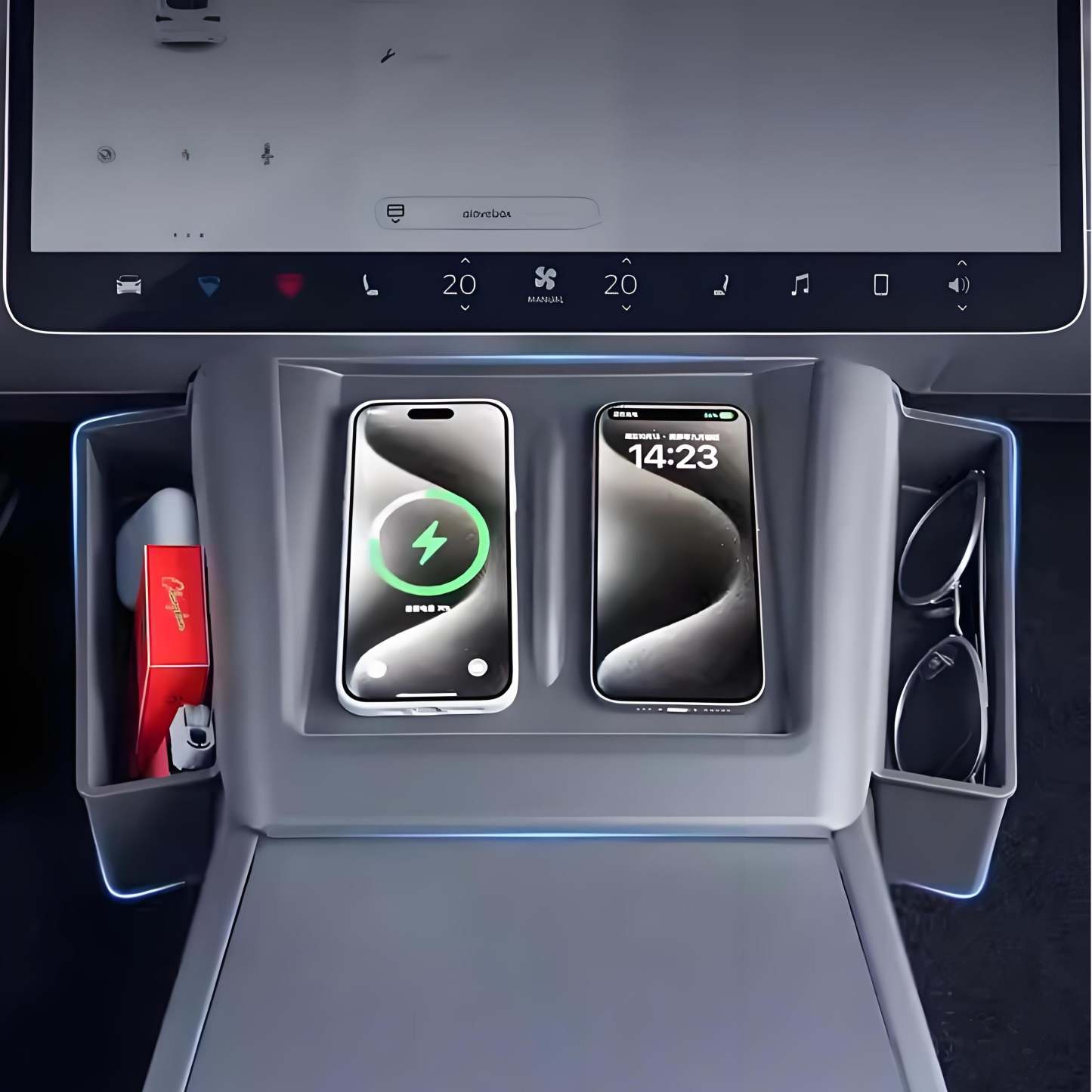 Center Console Wireless Charger Saddle Organizer for Tesla Model Y Juniper & Model 3 Highland - Tesery Official Store