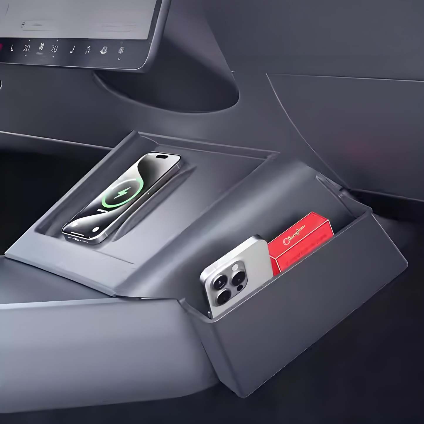 Center Console Wireless Charger Saddle Organizer for Tesla Model Y Juniper & Model 3 Highland - Tesery Official Store