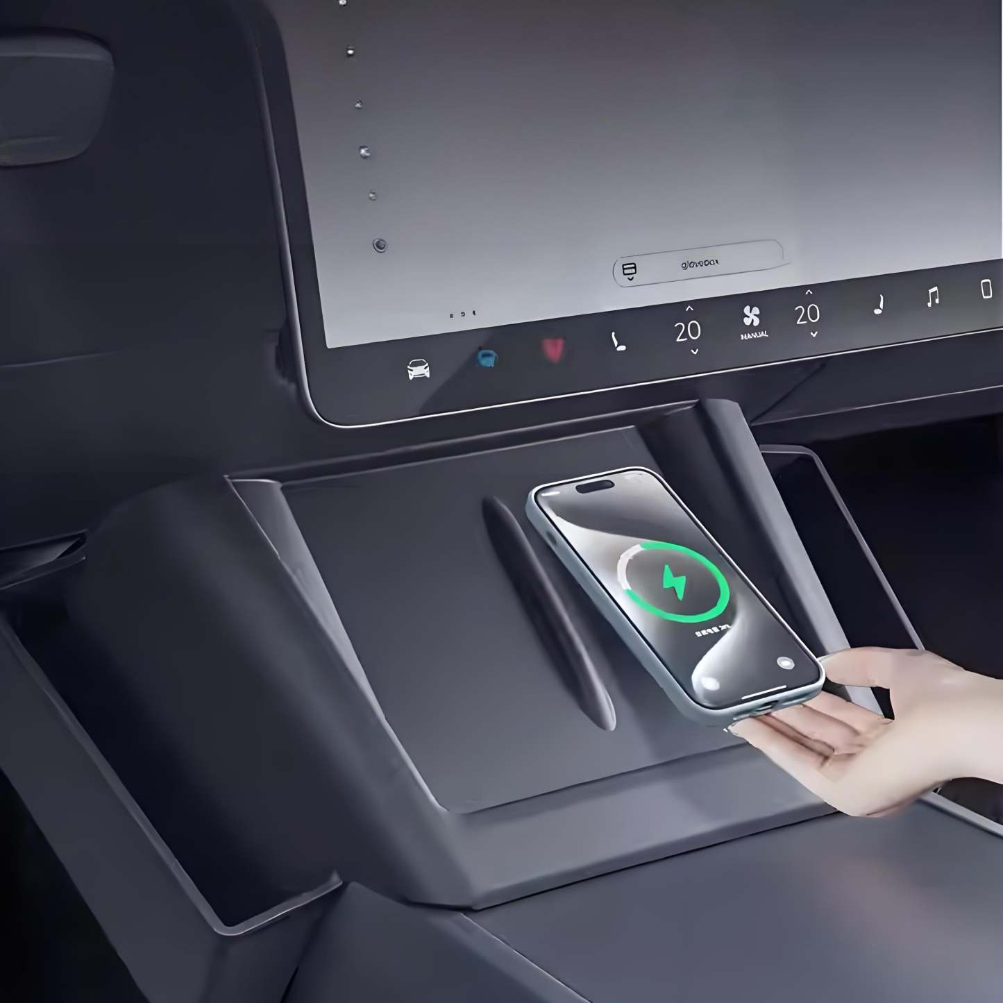 Center Console Wireless Charger Saddle Organizer for Tesla Model Y Juniper & Model 3 Highland - Tesery Official Store