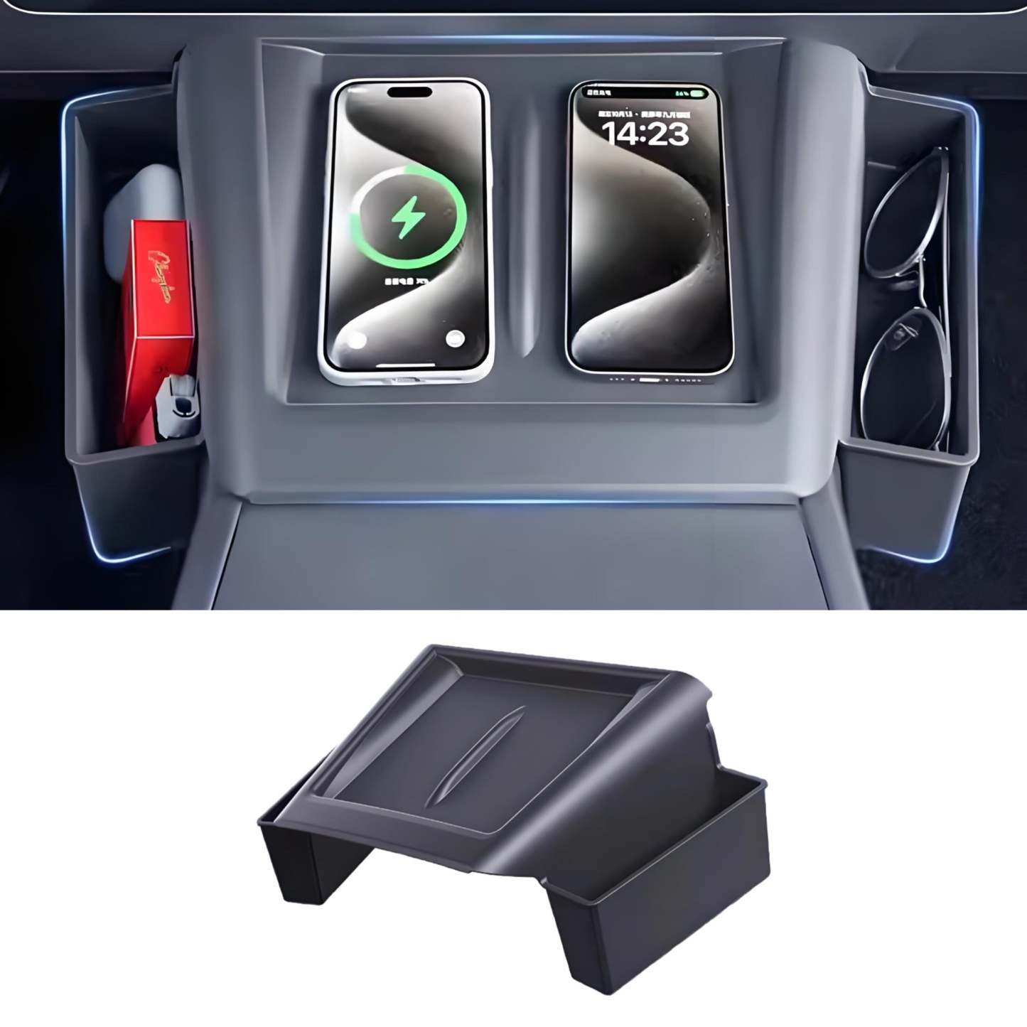 Center Console Wireless Charger Saddle Organizer for Tesla Model Y Juniper & Model 3 Highland - Tesery Official Store