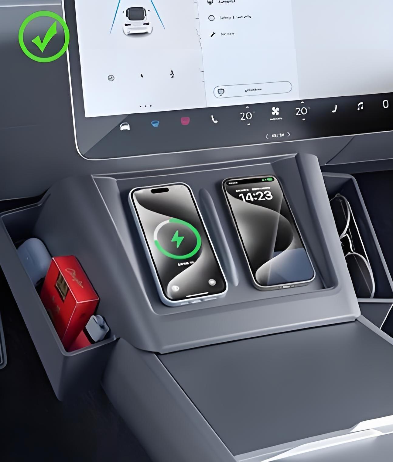 Center Console Wireless Charger Saddle Organizer for Tesla Model Y Juniper & Model 3 Highland - Tesery Official Store