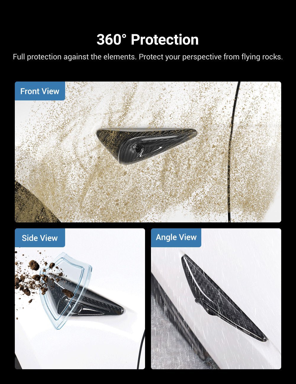 Full Side Camera Covers for Tesla Model 3 / Y - Carbon Fiber Exterior Mods - Tesery Official Store