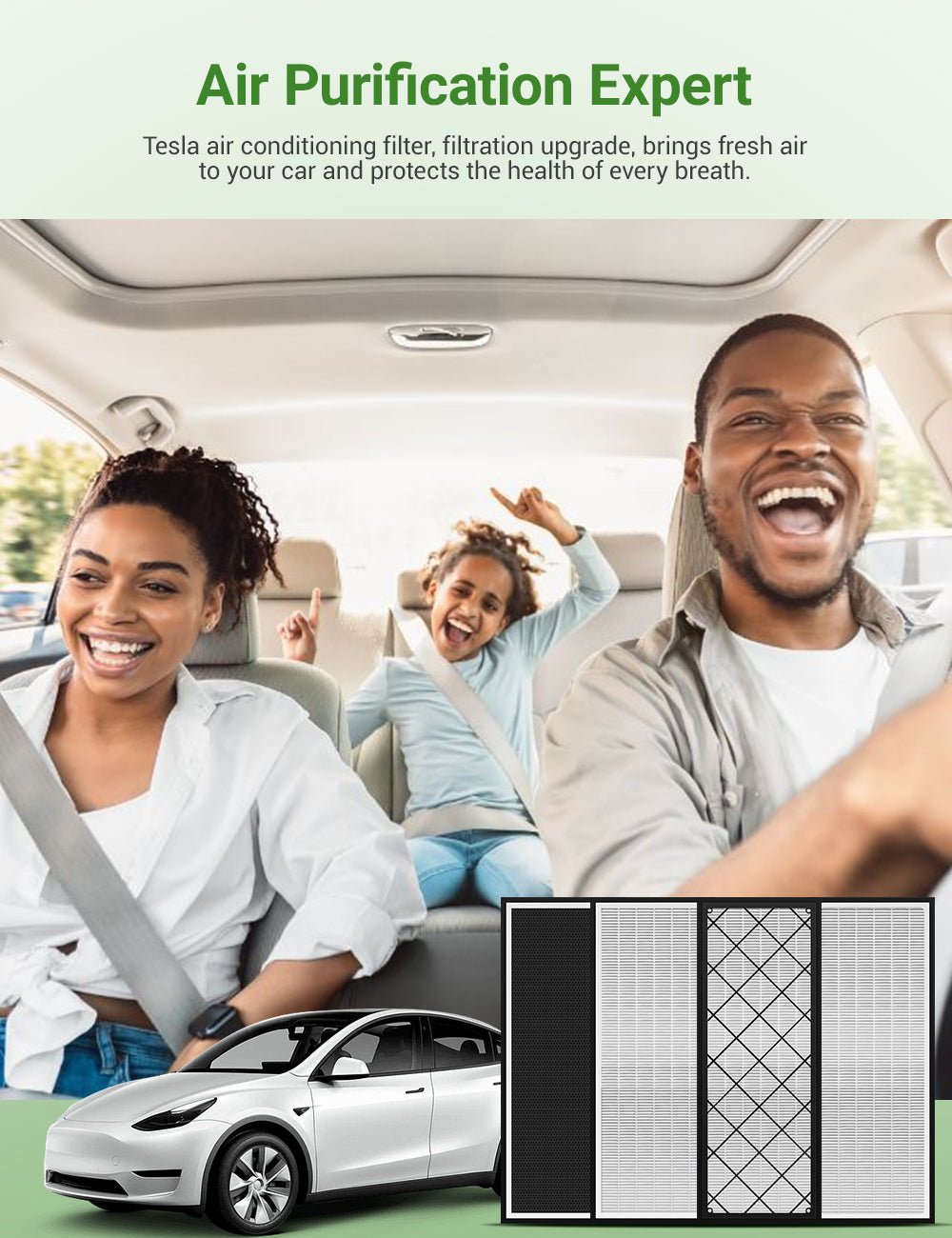 HEPA Upper Lower Air Filter for Tesla Model Y (4 PCS) - Tesery Official Store