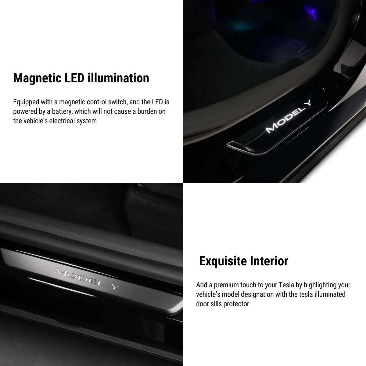 LED Illuminated Door Sill Protector Front Door for Model 3 / Y - Tesery Official Store