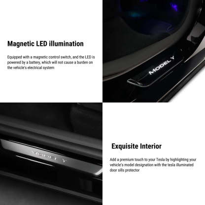 LED Illuminated Door Sill Protector Front Door for Model 3 / Y - Tesery Official Store