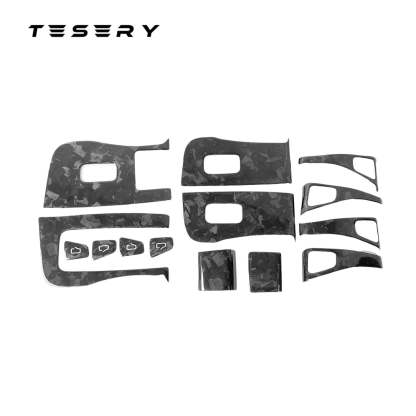 Model 3 / Y Door & Window Switch Panel Covers (14PCS) - Carbon Fiber Interior Mods - Tesery Official Store