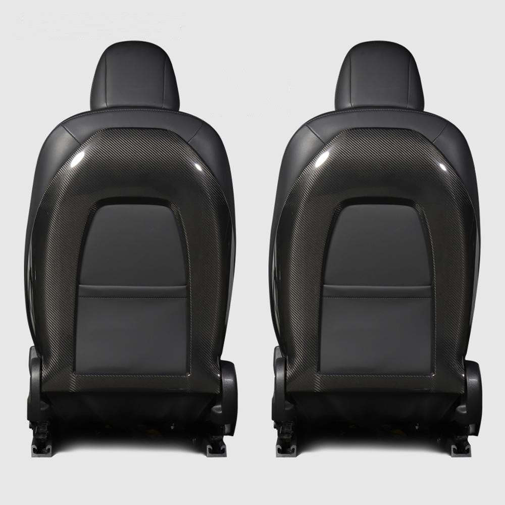 Real carbon fiber central control seat back (2 pcs) suitable for Tesla model 3 2017-2022 - Tesery Official Store