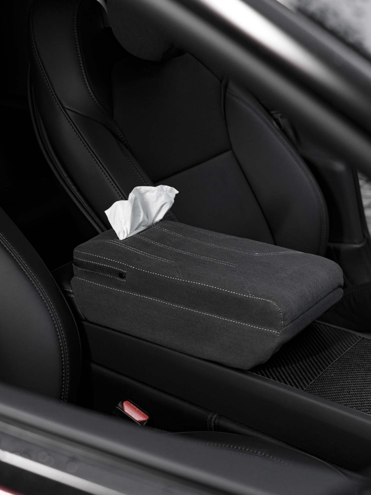 Suede Armrest Cover with Raised Pad & Tissue Box for Model Y Juniper & Model 3 Highland - Tesery Official Store