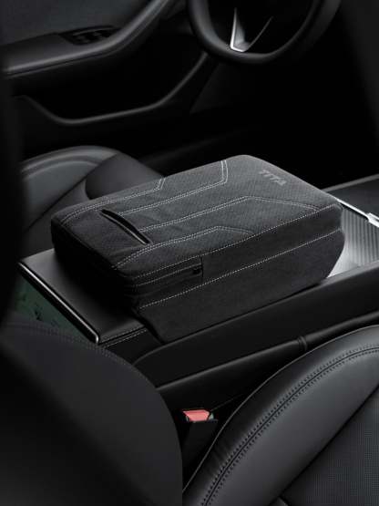 Suede Armrest Cover with Raised Pad & Tissue Box for Model Y Juniper & Model 3 Highland - Tesery Official Store