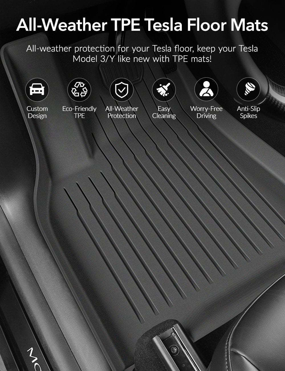 TESERY TPE All Weather Floor Mats for Tesla Model Y & Model 3 - Tesery Official Store