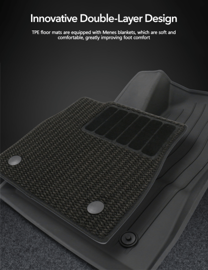 TESERY TPE+Menes Double Layer Floor Mats for Tesla Model 3 & Model Y - Tesery Official Store