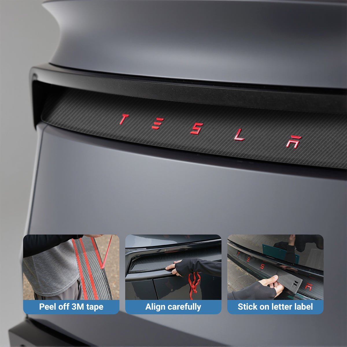 Trunk Tailgate Applique for Tesla Model Y Juniper - Real Dry Molded Carbon Fiber - Tesery Official Store