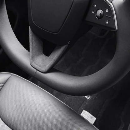 Tumbled Leather Steering Wheel Panel for Tesla Model 3 Highland / Model Y - Tesery Official Store