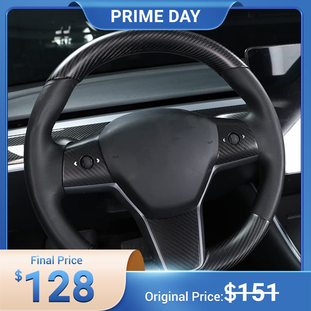 Upper / Lower Parts Steering Wheel Accessories for Tesla Model 3 / Y - Carbon Fiber Interior Mods - Tesery Official Store