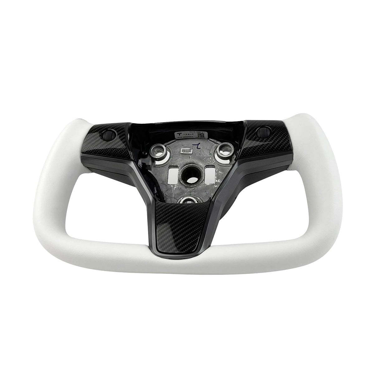 White Leather Yoke Steering Wheel for Tesla Model 3 / Y 【Style 7】 - Tesery Official Store