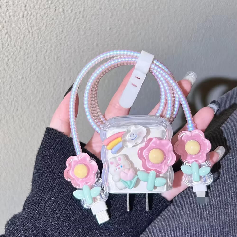 Cute 3D Cable Protector for iPhone Charger(No Cable Included)