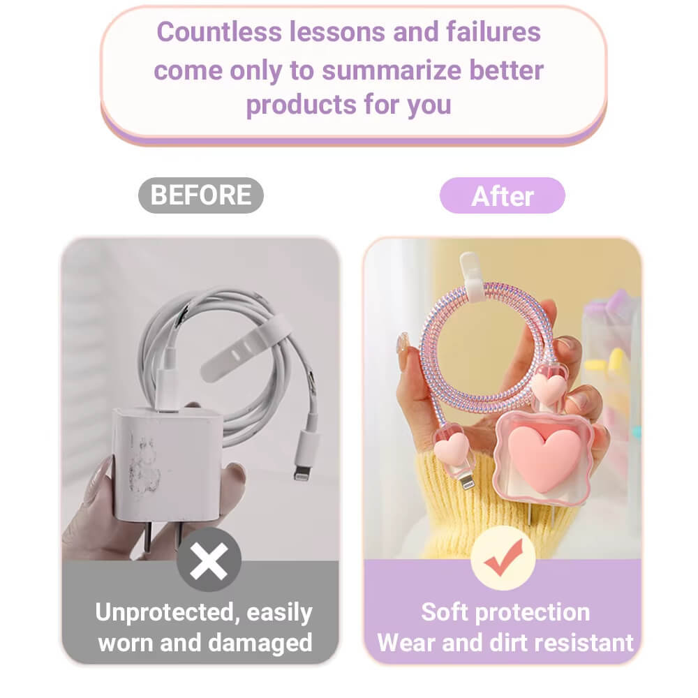 Cute 3D Cable Protector for iPhone Charger(No Cable Included)