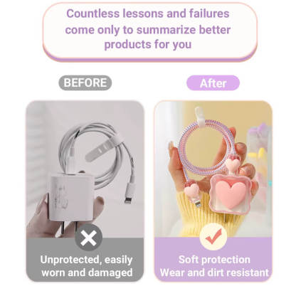 Cute 3D Cable Protector for iPhone Charger(No Cable Included)