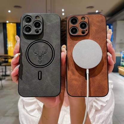 Luxury PU Leather Deer Case for iPhone (MagSafe Compatible)