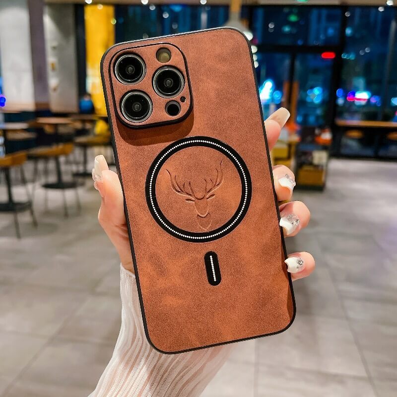 Luxury PU Leather Deer Case for iPhone (MagSafe Compatible)