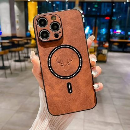 Luxury PU Leather Deer Case for iPhone (MagSafe Compatible)