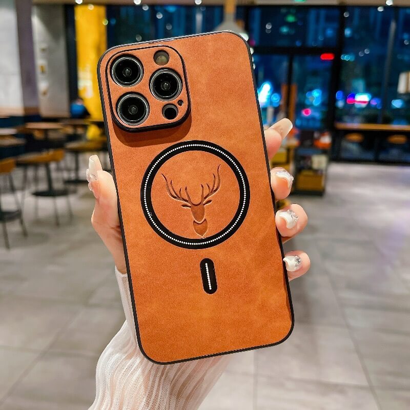 Luxury PU Leather Deer Case for iPhone (MagSafe Compatible)