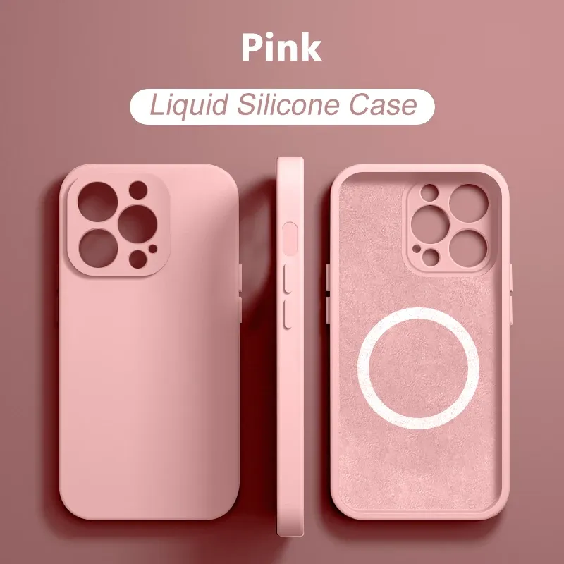 Magnetic Liquid Silicone Phone Case For iPhone 15 14 13 12 11 Pro Max Mini X XR XS 8 Plus SE For Magsafe Wireless Charging Cover