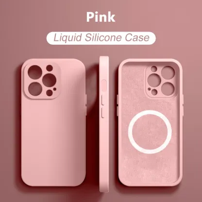 Magnetic Liquid Silicone Phone Case For iPhone 15 14 13 12 11 Pro Max Mini X XR XS 8 Plus SE For Magsafe Wireless Charging Cover