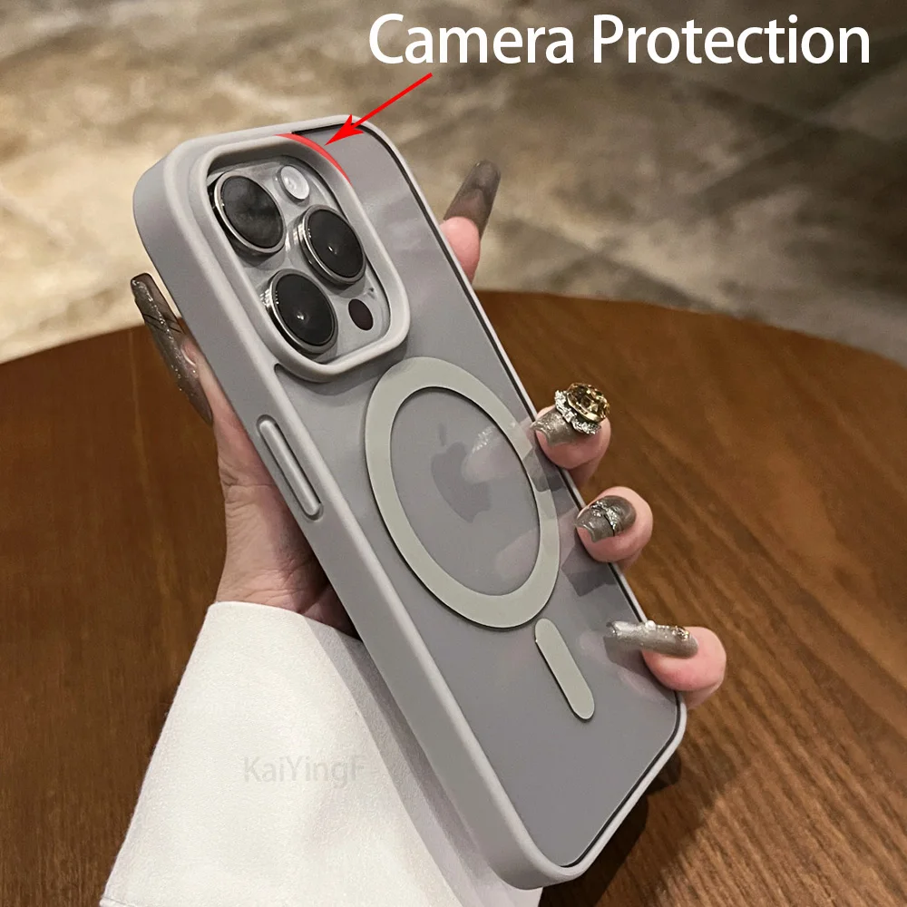 Luxury For Magsafe Transparent Case For iPhone 16 15 14 13 12 11 Pro XS XR Max Mini Plus Magnetic Wireless Charge Cases Cover