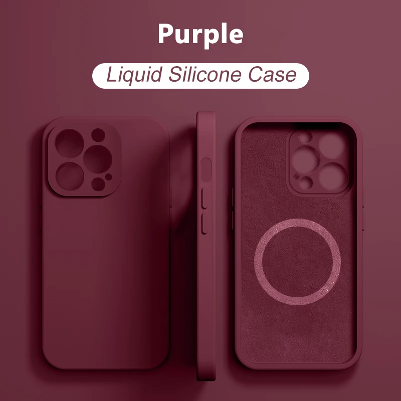 Magnetic Liquid Silicone Phone Case For iPhone 15 14 13 12 11 Pro Max Mini X XR XS 8 Plus SE For Magsafe Wireless Charging Cover