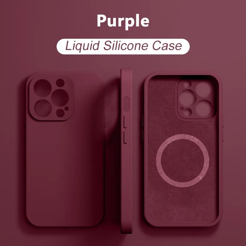 Magnetic Liquid Silicone Phone Case For iPhone 15 14 13 12 11 Pro Max Mini X XR XS 8 Plus SE For Magsafe Wireless Charging Cover