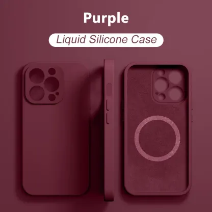 Magnetic Liquid Silicone Phone Case For iPhone 15 14 13 12 11 Pro Max Mini X XR XS 8 Plus SE For Magsafe Wireless Charging Cover