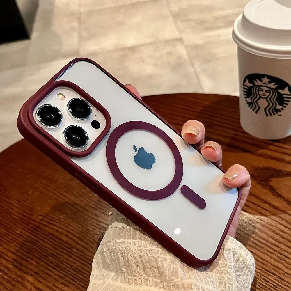Luxury For Magsafe Transparent Case For iPhone 16 15 14 13 12 11 Pro XS XR Max Mini Plus Magnetic Wireless Charge Cases Cover