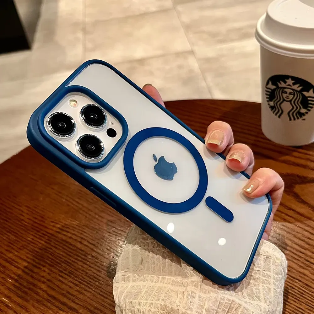 Luxury For Magsafe Transparent Case For iPhone 16 15 14 13 12 11 Pro XS XR Max Mini Plus Magnetic Wireless Charge Cases Cover