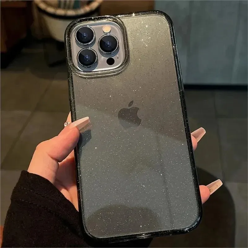 Luxury Bling Glitter Clear Phone Case For iPhone 16 15 14 13 12 11 Pro Max X XR XS 7 8 Plus Shockproof Transparent Soft Cover