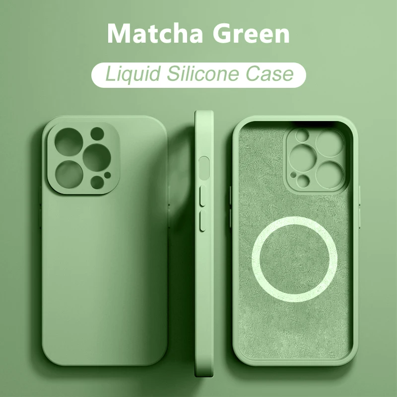 Magnetic Liquid Silicone Phone Case For iPhone 15 14 13 12 11 Pro Max Mini X XR XS 8 Plus SE For Magsafe Wireless Charging Cover