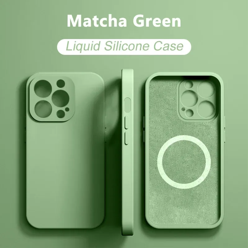 Magnetic Liquid Silicone Phone Case For iPhone 15 14 13 12 11 Pro Max 