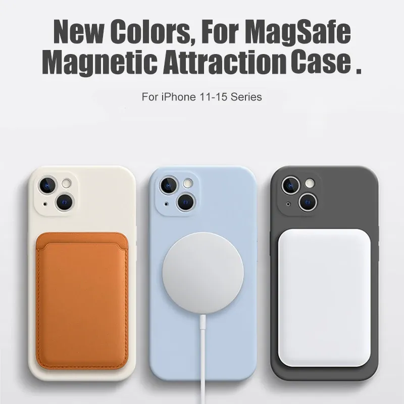 Magnetic Liquid Silicone Phone Case For iPhone 15 14 13 12 11 Pro Max Mini X XR XS 8 Plus SE For Magsafe Wireless Charging Cover