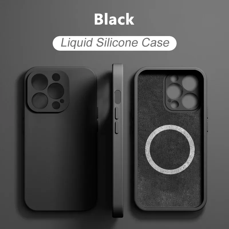Magnetic Liquid Silicone Phone Case For iPhone 15 14 13 12 11 Pro Max Mini X XR XS 8 Plus SE For Magsafe Wireless Charging Cover