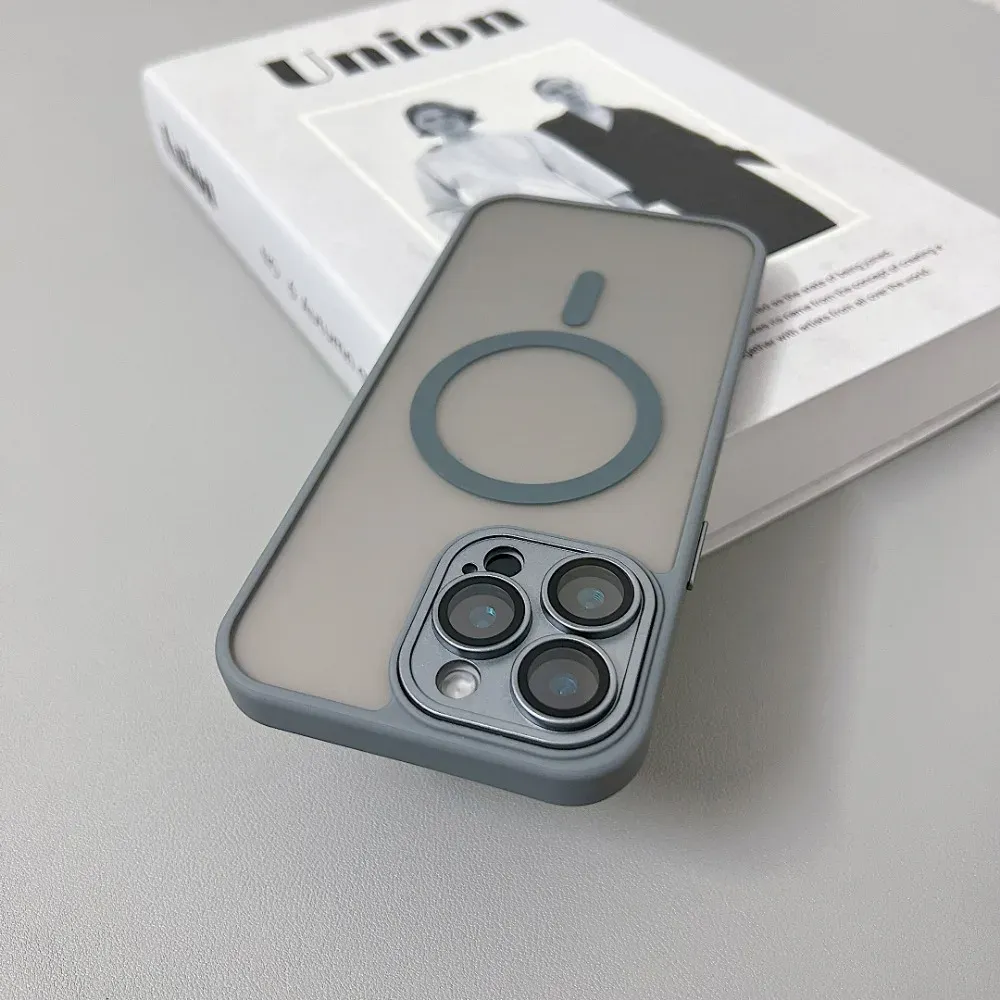 Magnetic Luxury Matte Translucent Armor Shockproof Case For iPhone 16 15 14 13 12 11 Pro Max For Magsafe Wireless Charge Cover