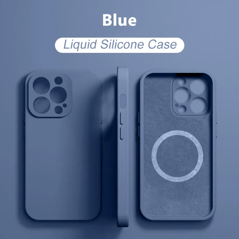 Magnetic Liquid Silicone Phone Case For iPhone 15 14 13 12 11 Pro Max Mini X XR XS 8 Plus SE For Magsafe Wireless Charging Cover