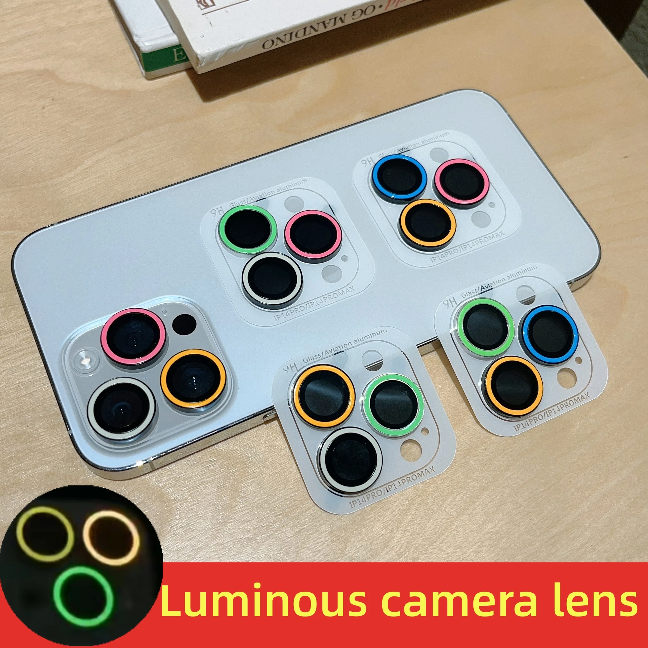 Luminous Camera Protector Film For IPhone 14 13 12 11 15 Pro Max 14 Plus 12 13 Mini Lens Ring Tempered Glass Glowing Cap