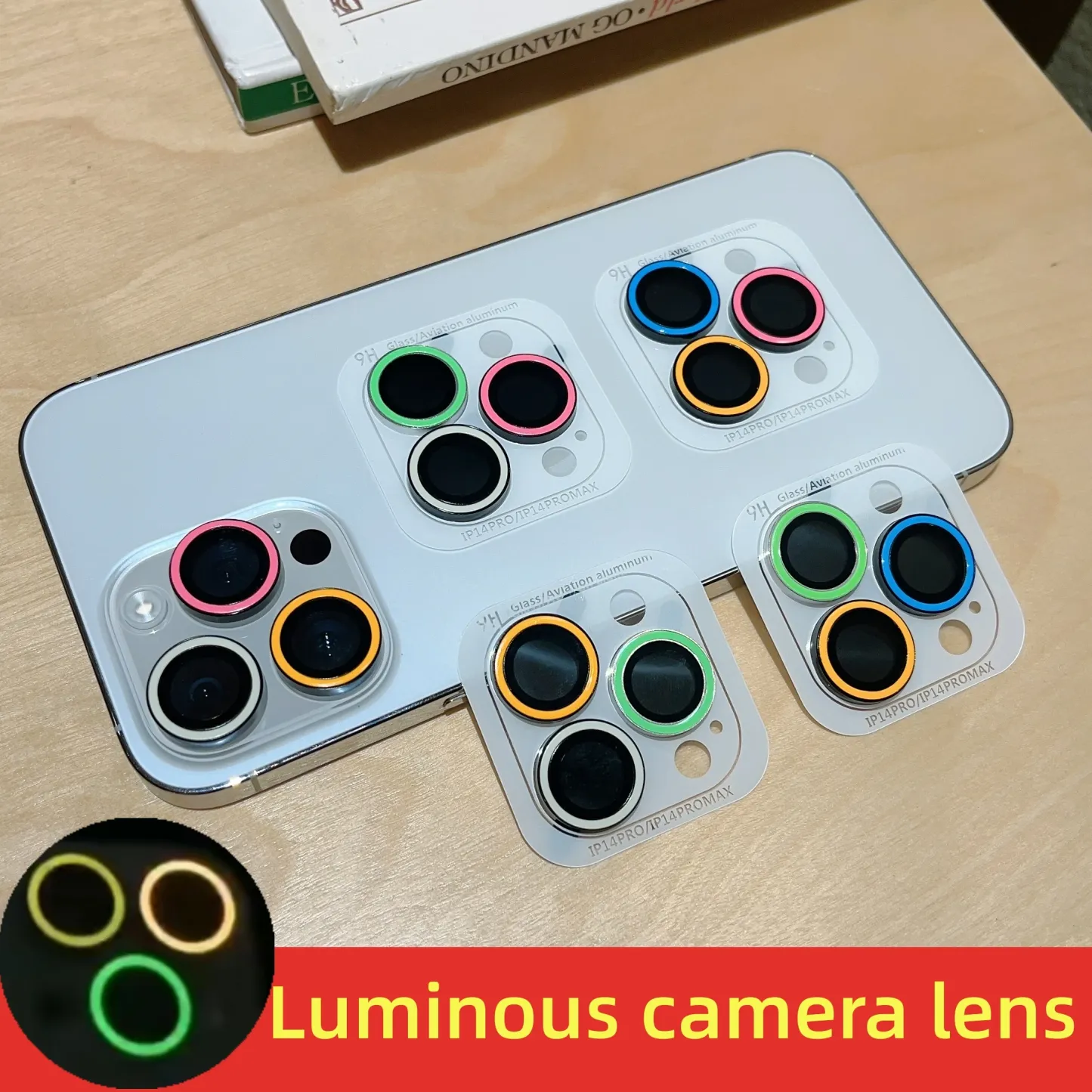 Luminous Camera Protector Film For IPhone 14 13 12 11 15 Pro Max 14 Plus 12 13 Mini Lens Ring Tempered Glass Glowing Cap