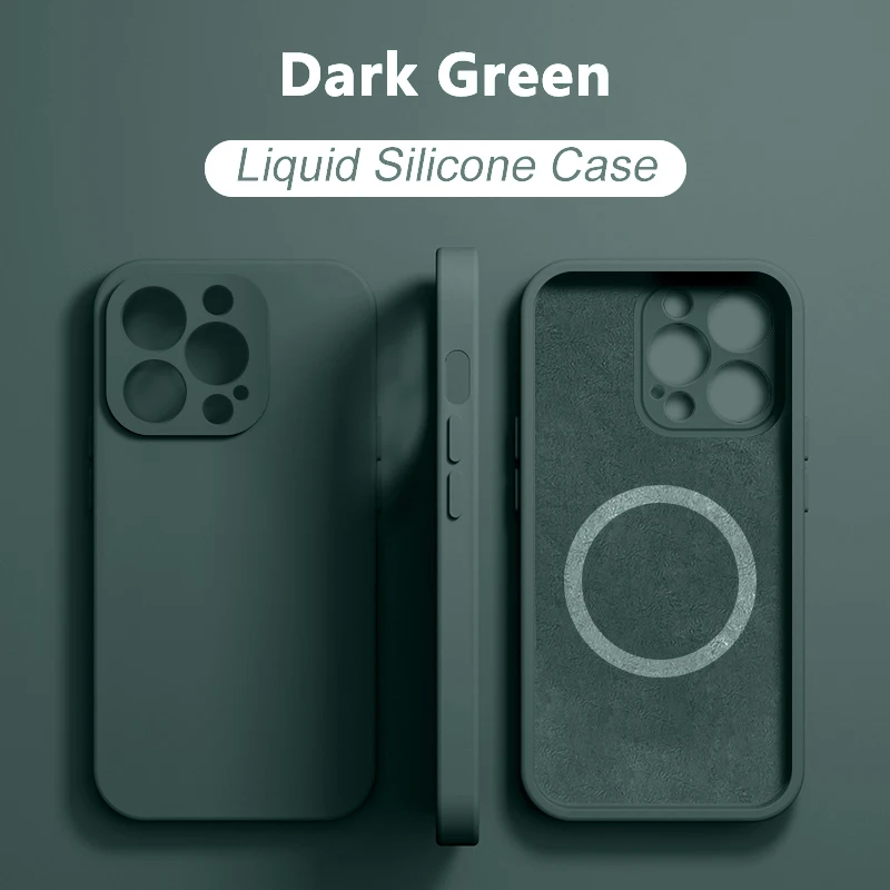 Magnetic Liquid Silicone Phone Case For iPhone 15 14 13 12 11 Pro Max Mini X XR XS 8 Plus SE For Magsafe Wireless Charging Cover