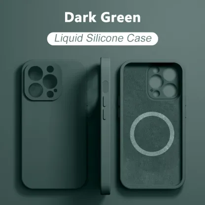 Magnetic Liquid Silicone Phone Case For iPhone 15 14 13 12 11 Pro Max Mini X XR XS 8 Plus SE For Magsafe Wireless Charging Cover