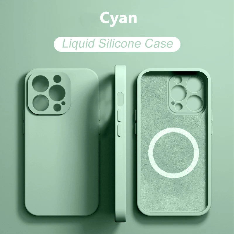 Magnetic Liquid Silicone Phone Case For iPhone 15 14 13 12 11 Pro Max Mini X XR XS 8 Plus SE For Magsafe Wireless Charging Cover