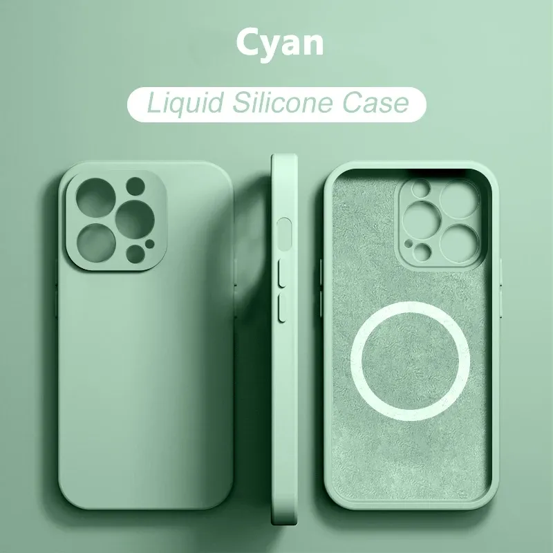 Magnetic Liquid Silicone Phone Case For iPhone 15 14 13 12 11 Pro Max Mini X XR XS 8 Plus SE For Magsafe Wireless Charging Cover