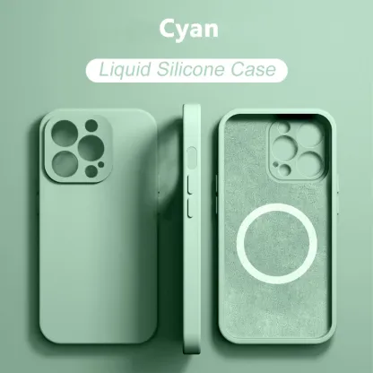 Magnetic Liquid Silicone Phone Case For iPhone 15 14 13 12 11 Pro Max Mini X XR XS 8 Plus SE For Magsafe Wireless Charging Cover